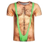 Funny Mankini All Over T Shirt for Men 3D Printed Casual Graphic Short Sleeve Tops Tees Fancy Dress Stag Do Tee Embarrassing Bachelor Party Top Green