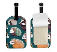 Funny Many Hedgehogs Print Leatherette Luggage Tag with Secure Strap,Colorful Suitcase Identifier for Travel