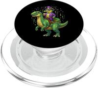 Funny Mardi Gras Alligator Riding Dinosaur Party PopSockets PopGrip for MagSafe