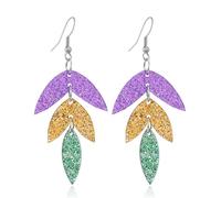 Funny Mardi Gras Dangle Earrings Acrylic Aute Mardi Gras Carnival Alpaca Champagne Bottle Ice Cream Tree Earrings Purple Gold Green Carnival Earrings Jewelry, Acrylic, No Gemstone