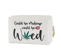 Funny Marijuana Weed Leaf Makeup Cosmetic Bag Zipper Pouch | Might Be Makeup Might Be Weed Cosmetic Travel Bag Toiletry Make-Up Case Multifunction Pouch Gifts for Women Stoner Friend