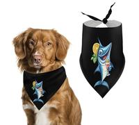 Funny Marlin Holding Cocktail Dog Bandanas Puppy Triangle Kerchief Cat Scarfs Washable Bibs Pet Gifts