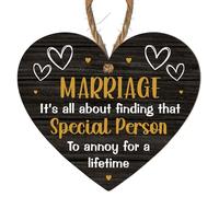 Funny “Marriage: Special Person to Annoy for a Lifetime” - Humorous Gift For Wedding or Anniversary for Couples - Romantic Wooden Wall Sign for Bedroom or Garden Room (Black)