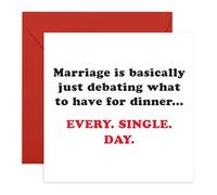 Funny Married Life Card - Dinner Debate - Husband Wife Boyfriend Girlfriend Partner Babe Mum Dad Him Her - Anniversary Wedding Celebration Jokes -Comes with Stickers
