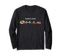 Funny Maryland Icons for Travelers Novelty Old Line State Long Sleeve T-Shirt