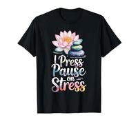 Funny Massage Therapist I Press Pause On Stress T-Shirt