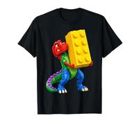 Funny Master Builder Men Boys Building Bricks Dinosaur T-Rex T-Shirt