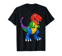 Funny Master Builder Men Boys Building Bricks Dinosaur T-Rex T-Shirt