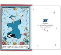 Funny Master's Degree Graduation Card, Master's Degree Survivor Card with Skeleton Design, Graduation Gift for Masters Degree Holders and Graduate Students