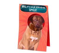 Funny Mastiff Birthday Card for Brother - Humorous Animal Joke Card with Smile Design, Laugh Out Loud Birthday Gift for Bro, Unique Brother Card (Red)