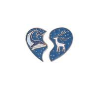Funny Matching Heart Shape Brooch for Couple Best Friends Cute Red Tomato with Fried Egg Lapel Pin Blue Enamel Deer With Shark Corsage Lovely Badge for Clothes Bags Hats Pants Birthday Gift for Women