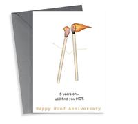 Funny Matchstick Anniversary Card - Wood Anniversary - 5 Years On...Still Find You Hot