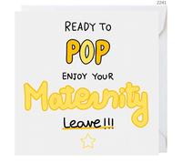 Funny Maternity Leave Card, 'Ready to Pop' Design, 6x6 Inch, 300gsm, with White Envelope