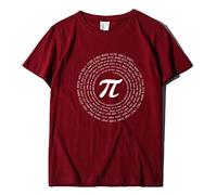 Funny Math Pi 3D Printed Tee Shirt Unisex Casual Round Neck Short Sleeve T-Shirt Novel Graphic Printing T-Shirt Red Wine