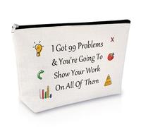 Funny Math Teacher Gift Makeup Bag Math Lover Present Mathematics Teacher Appreciation Gift for Women Thank You Presents for Teachers Cosmetics Bag Teachers Day Retirement Present Appreciation Gifts