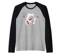 Funny Matsumoto Hoji Grumpy Frog Bass-Player Japanese Art Raglan Baseball Tee