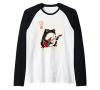 Funny Matsumoto Hoji Grumpy Frog Guitar-Player Japanese Art Raglan Baseball Tee