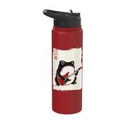 Funny Matsumoto Hoji Grumpy Frog Guitar-Player Japanese Art Stainless Steel Insulated Water Bottle