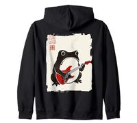 Funny Matsumoto Hoji Grumpy Frog Guitar-Player Japanese Art Zip Hoodie
