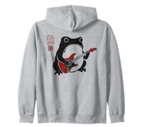 Funny Matsumoto Hoji Grumpy Frog Guitar-Player Japanese Art Zip Hoodie