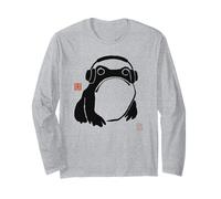 Funny Matsumoto Hoji Grumpy Frog Headphones Music Art Long Sleeve T-Shirt