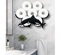 Funny Matte Black Shark Toilet Paper Holder Stand - Euiroet Decorative & Funny Extra Storage for 8 Rolls - Essential Farmhouse Bathroom Hardware Accessory - Innovative Shark Bathroom Accent