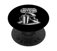 Funny May Require Caffeine And Helmet Coffee Java Motorcycle PopSockets Adhesive PopGrip
