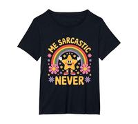 Funny Me Sarcastic Never - Dry Humor Attitude T-Shirt, Women's Plus, Black, 4X