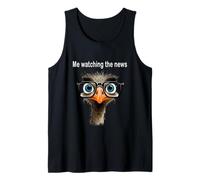 Funny Me Watching The News Ostrich Wearing Glasses Tank Top