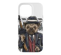 Funny mean looking Bad Pug Dog with Gun & cigar from 1920's Case for iPhone 14 Pro Max