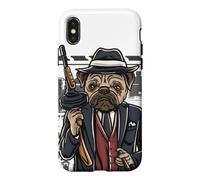 Funny mean looking Bad Pug Dog with Gun & cigar from 1920's Case for iPhone X/XS