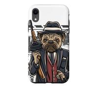 Funny mean looking Bad Pug Dog with Gun & cigar from 1920's Case for iPhone XR