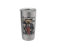 Funny Mean Looking Bad Pug Dog with Gun & Cigar from 1920's Stainless Steel Insulated Tumbler