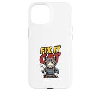 Funny Mechanic Cat Repair Humor Illustration Case for iPhone 15