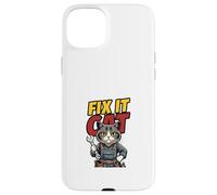 Funny Mechanic Cat Repair Humor Illustration Case for iPhone 15 Plus