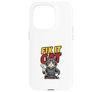 Funny Mechanic Cat Repair Humor Illustration Case for iPhone 15 Pro