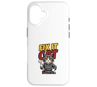 Funny Mechanic Cat Repair Humor Illustration Case for iPhone 16
