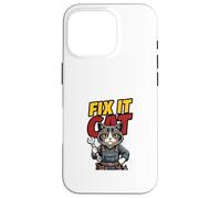 Funny Mechanic Cat Repair Humor Illustration Case for iPhone 16 Pro