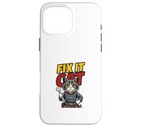 Funny Mechanic Cat Repair Humor Illustration Case for iPhone 16 Pro Max
