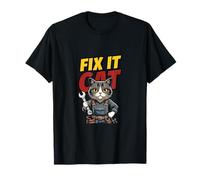 Funny Mechanic Cat Repair Humor Illustration T-Shirt