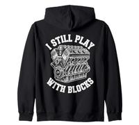 Funny Mechanic Humor Engine Block Car Still Play With Blocks Zip Hoodie