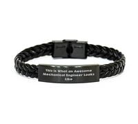 Funny Mechanical Engineer Gifts, Interlaced Leather Bracelet for Men, Father's Day Unique Gifts from Family - 'This Is What An Awesome Mechanical Engineer Looks Like'
