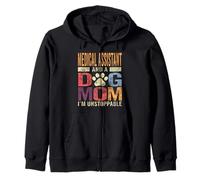 Funny Medical Assistant And A Dog Mom Pet Lover Puppy Mama Zip Hoodie