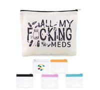 Funny Medicine Makeup Bag Gifts for Nurse Practitioner Patient Self Care Gift for Women Cosmetic Bag Travel Pouch Set Doctor Pharmacist Gifts for Birthday Christmas Gift All My Meds Bag for Travel