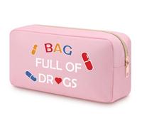 Funny Medicine Pill Makeup Bag for Women Oxford Cloth Medicine Organizer Gift Female Doctor Gifts Dental Assistant Christmas Easter Gift for Patient Female Friends Sister Double Side Toiletry Bag