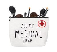 Funny Medicine Storage Bag for Women Men All My Medical Crap Bag Canvas Zipper Pouch for Medication Handbag Medication Organizerfor Boys Girls Portable Medicine Pouch