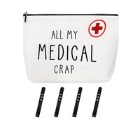 Funny Medicine Storage Bag Gift for Women Men All My Medical Crap Bag Canvas Zipper Pouch for Medication Handbag Medication Organizer Portable Medicine Pouch Christmas Gifts for Best Friend