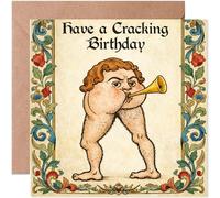 Funny Medieval Birthday Card for Him or Her - Rude Humorous Greetings for Brother, Uncle, Dad, Gramps - Unique Gifts for Women & Men with Weird Historical Meme Art