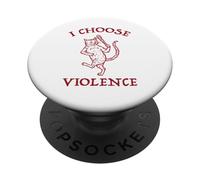 Funny Medieval Cat I Choose Violence Design PopSockets Adhesive PopGrip