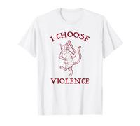 Funny Medieval Cat I Choose Violence Design T-Shirt